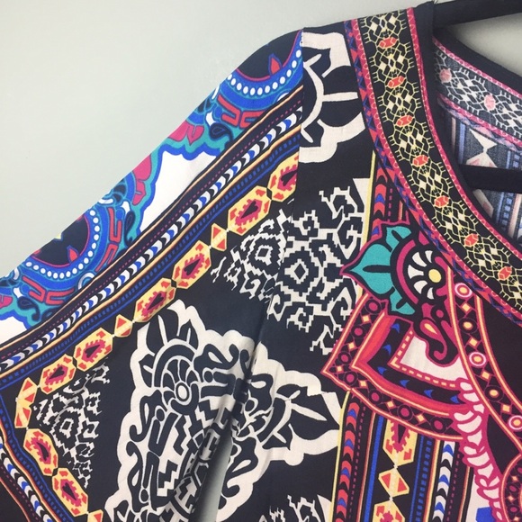 Flying Tomato Bell Sleeve Printed Shift Dress - Picture 5 of 10